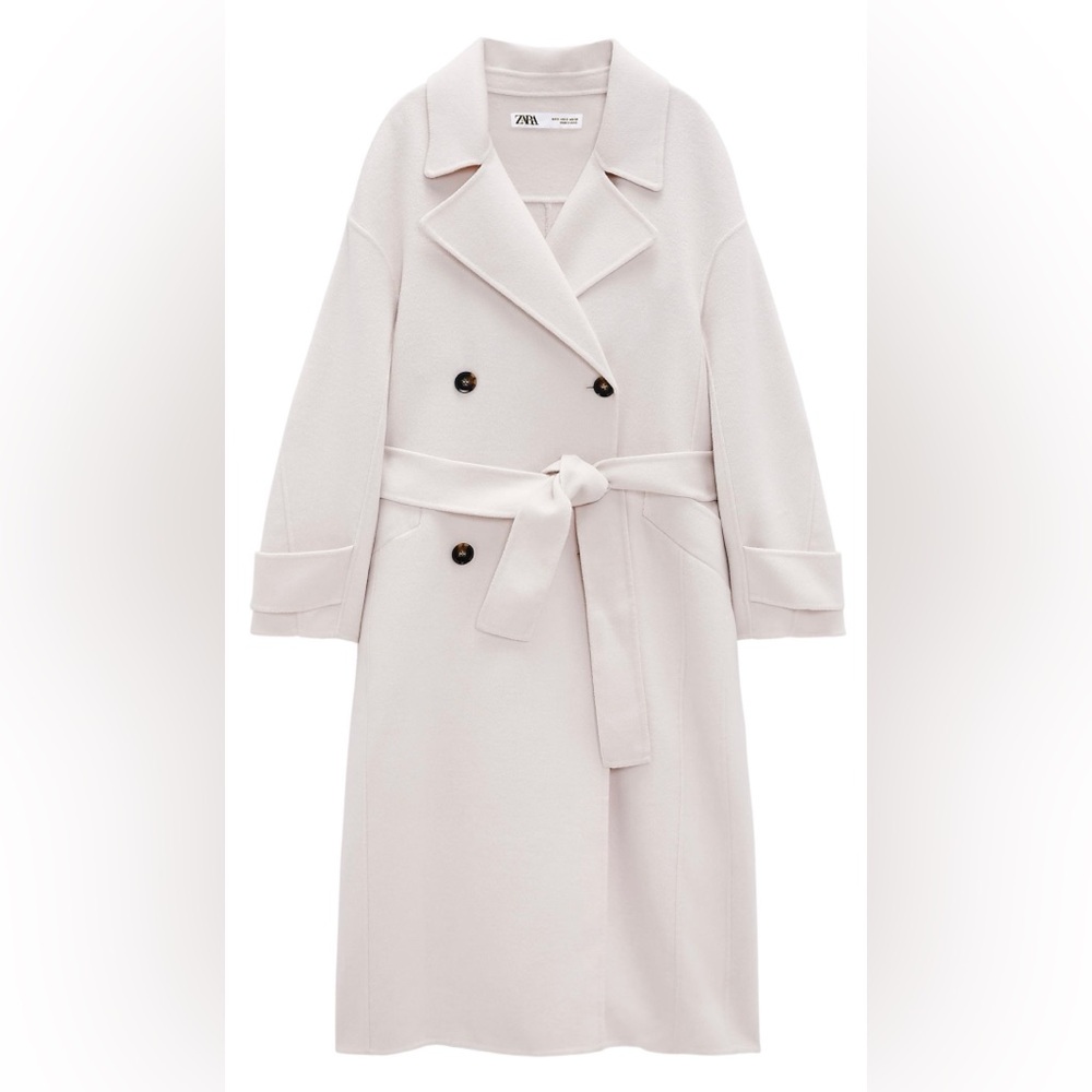 Zara Cream Wool Blend Oversized Coat